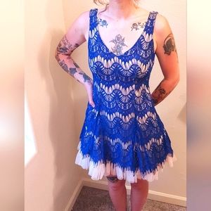 B. Darlin Lace and Tulle Fit and Flare Dress, Size 9/10